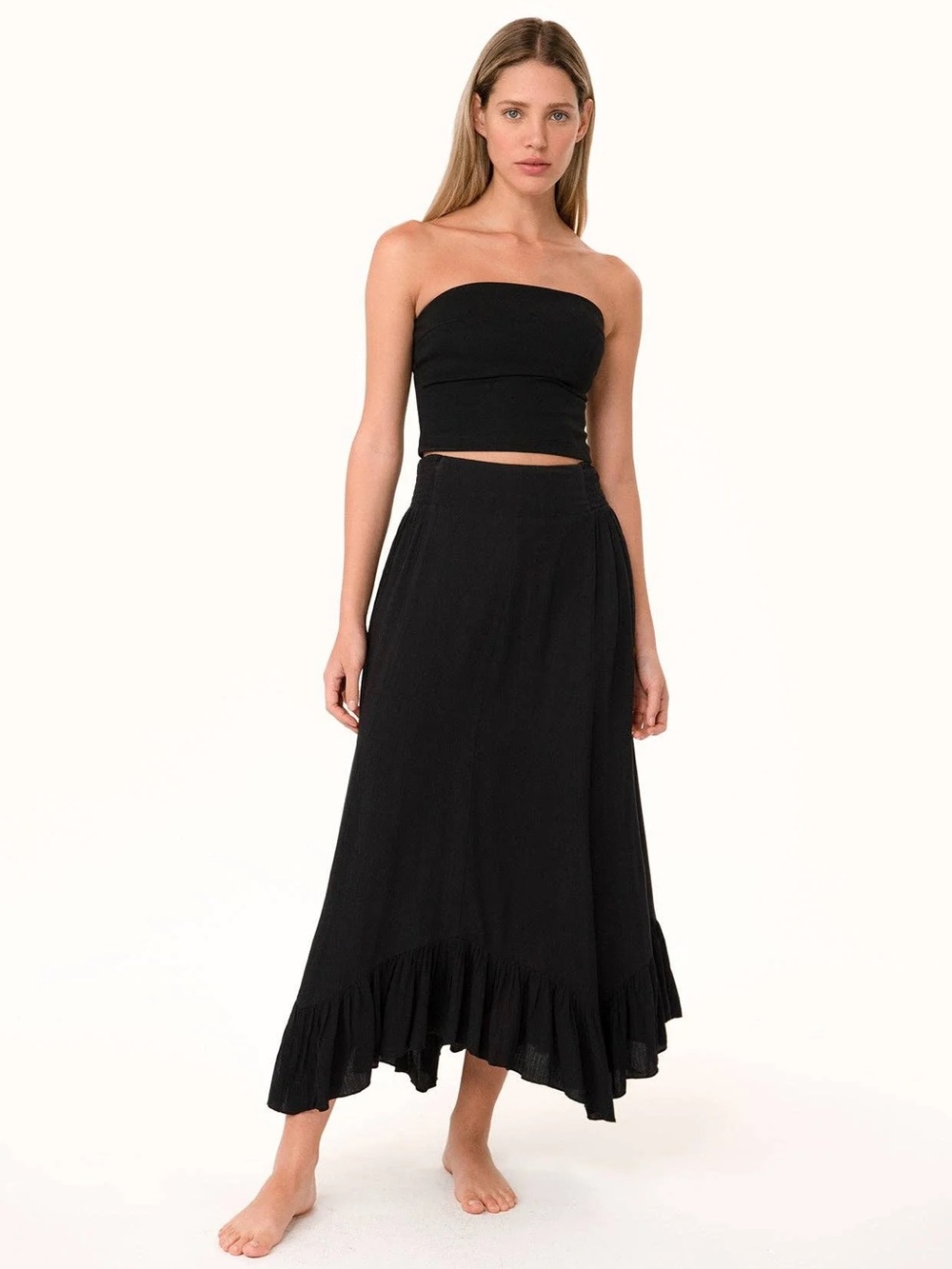 NWT Black Ruffle-Hem Maxi Skirt - Women's Skirt